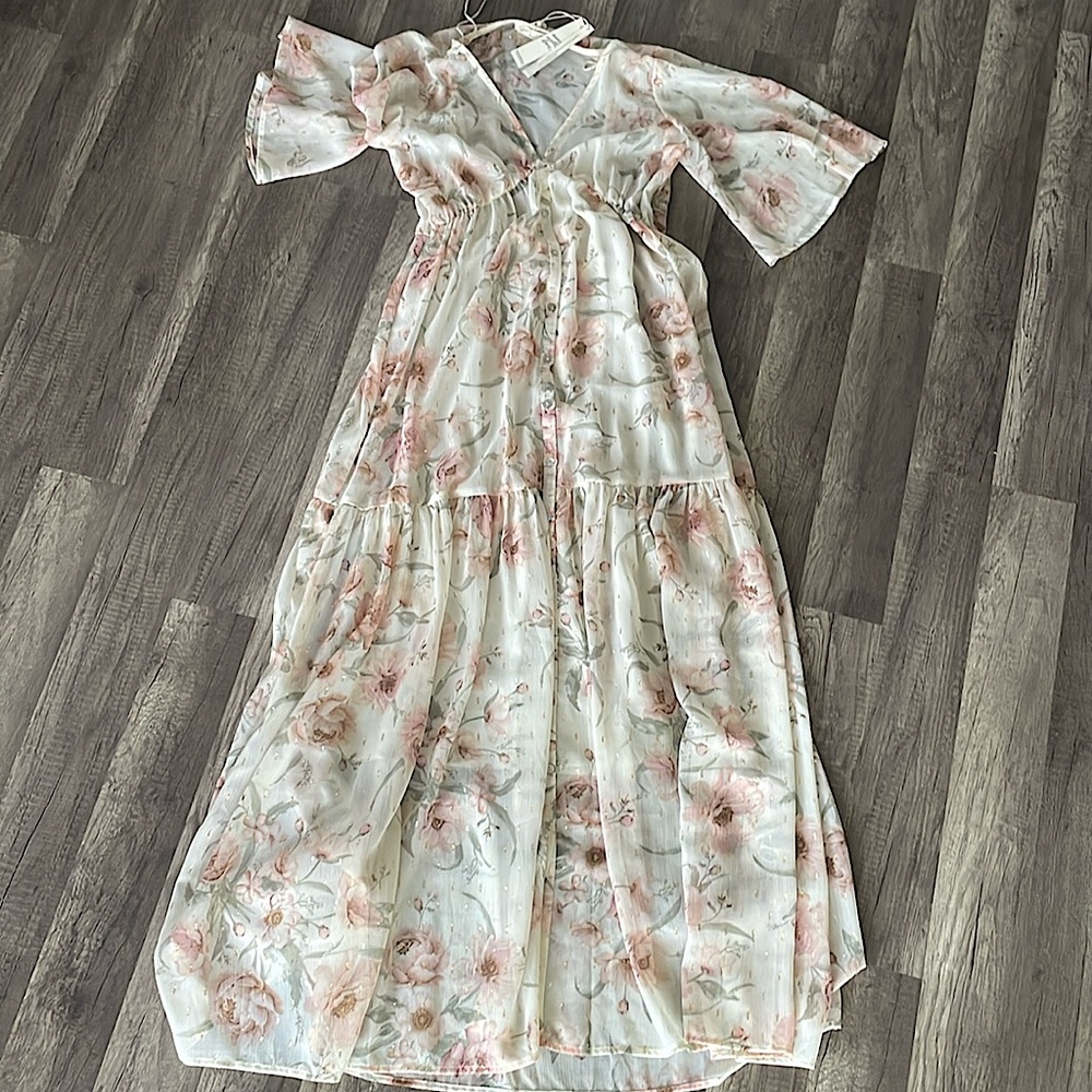 Lovestitch cream pink floral dress